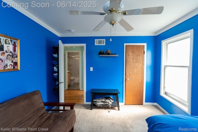7359 Mckinley, Center Line, MI 48015 - living area with ceiling fan and carpet floors