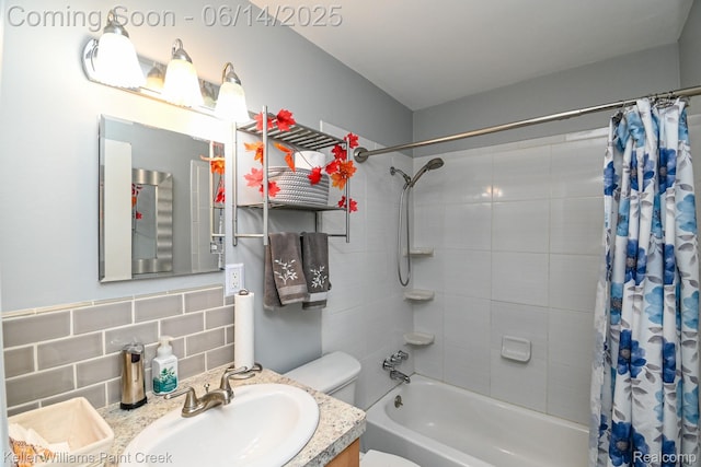 7359 Mckinley, Center Line, MI 48015 - bathroom featuring tasteful backsplash, shower / tub combo, and vanity