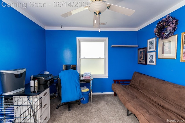 7359 Mckinley, Center Line, MI 48015 - office featuring a ceiling fan and carpet flooring