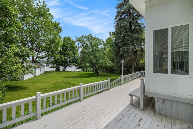 3277 Baldwin Rd, Metamora, MI 48455 - wooden deck featuring a yard