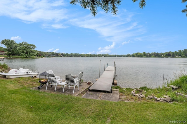 3277 Baldwin Rd, Metamora, MI 48455 - dock area featuring a water view and a yard