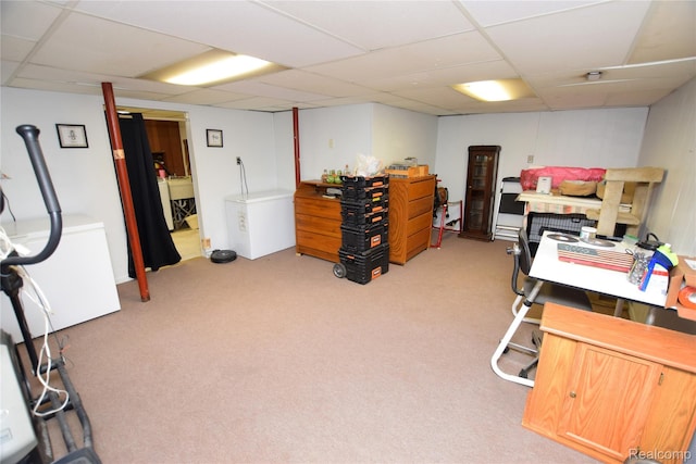 5483 Ameno Ln, Swartz Creek, MI 48473 - home office with a paneled ceiling and carpet floors
