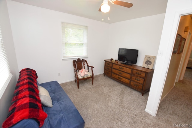 5483 Ameno Ln, Swartz Creek, MI 48473 - sitting room with carpet flooring, baseboards, and a ceiling fan
