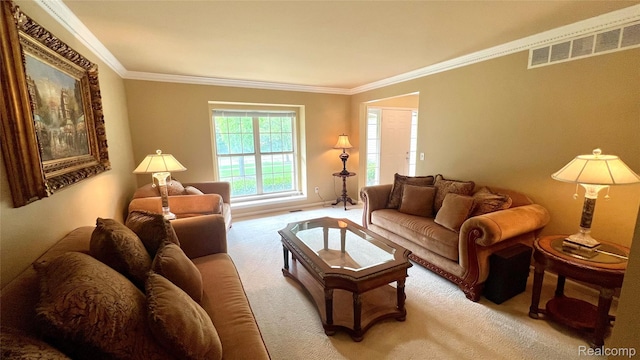 763 Chemung Forest Dr, Howell, MI 48843 - living area with light colored carpet and crown molding