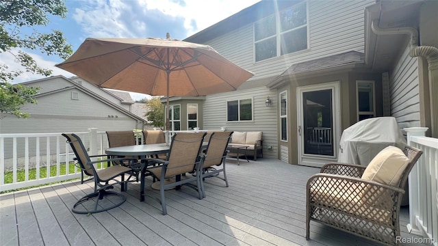 763 Chemung Forest Dr, Howell, MI 48843 - wooden terrace featuring outdoor dining area and an outdoor hangout area