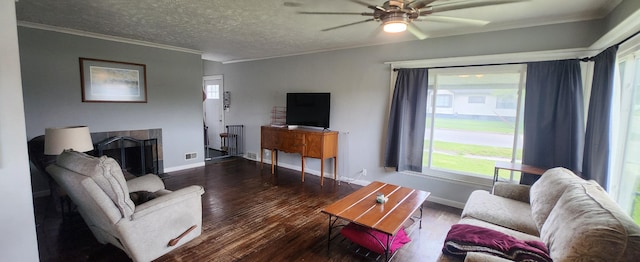 1781 Davis St, Muskegon, MI 49441 - living area with ornamental molding, ceiling fan, plenty of natural light, and wood-type flooring