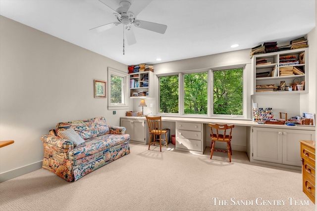 8985 Lakeshore Dr, West Olive, MI 49460 - sitting room featuring ceiling fan, carpet flooring, and recessed lighting