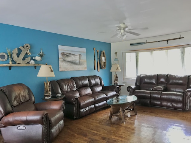 66223 Grey Lake Rd, Sturgis, MI 49091 - living area featuring a ceiling fan and wood finished floors