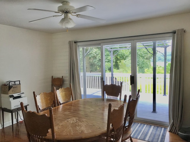 66223 Grey Lake Rd, Sturgis, MI 49091 - dining area with wood finished floors and ceiling fan