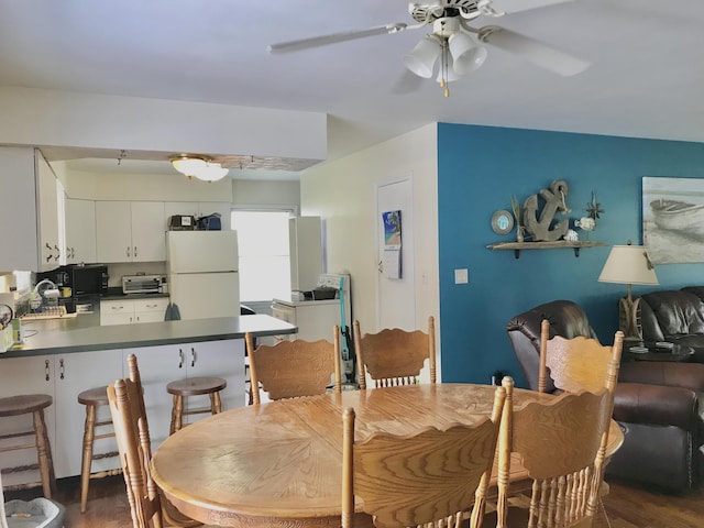 66223 Grey Lake Rd, Sturgis, MI 49091 - dining room featuring dark wood finished floors and a ceiling fan