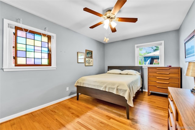 4006 Highfield Rd, Royal Oak, MI 48073 - bedroom with light wood-style floors, baseboards, and ceiling fan