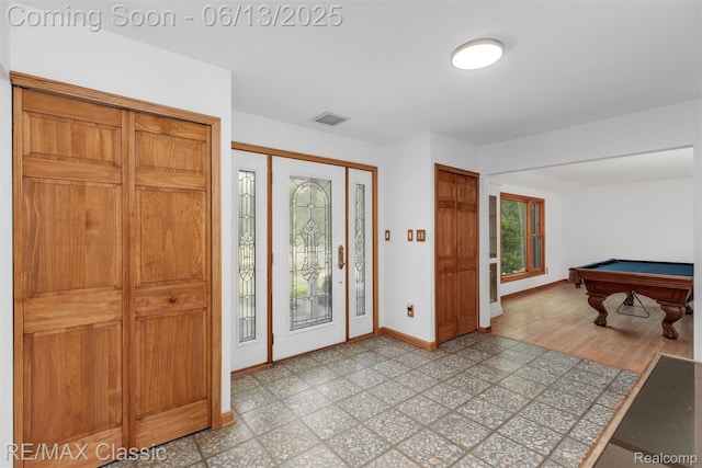 8173 Earhart Rd, South Lyon, MI 48178 - foyer with baseboards, pool table, and light flooring