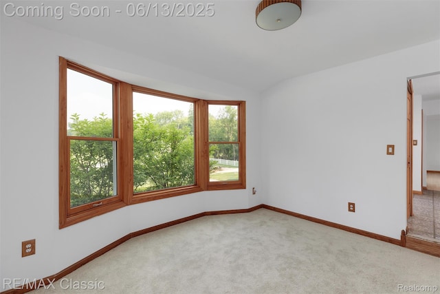 8173 Earhart Rd, South Lyon, MI 48178 - carpeted empty room with baseboards and vaulted ceiling