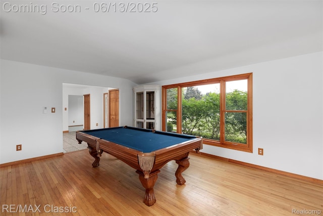 8173 Earhart Rd, South Lyon, MI 48178 - game room with baseboards, billiards table, and light wood-type flooring