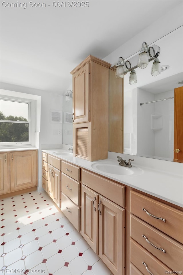 8173 Earhart Rd, South Lyon, MI 48178 - full bathroom with tile patterned floors and double vanity