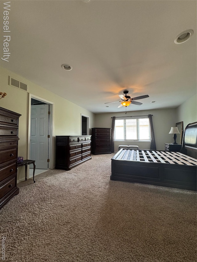 14232 Berryknoll Dr, Shelby Twp, MI 48315 - carpeted bedroom with recessed lighting and ceiling fan