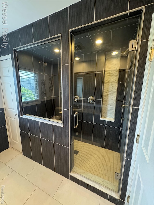 14232 Berryknoll Dr, Shelby Twp, MI 48315 - full bathroom with tile patterned floors and a shower stall