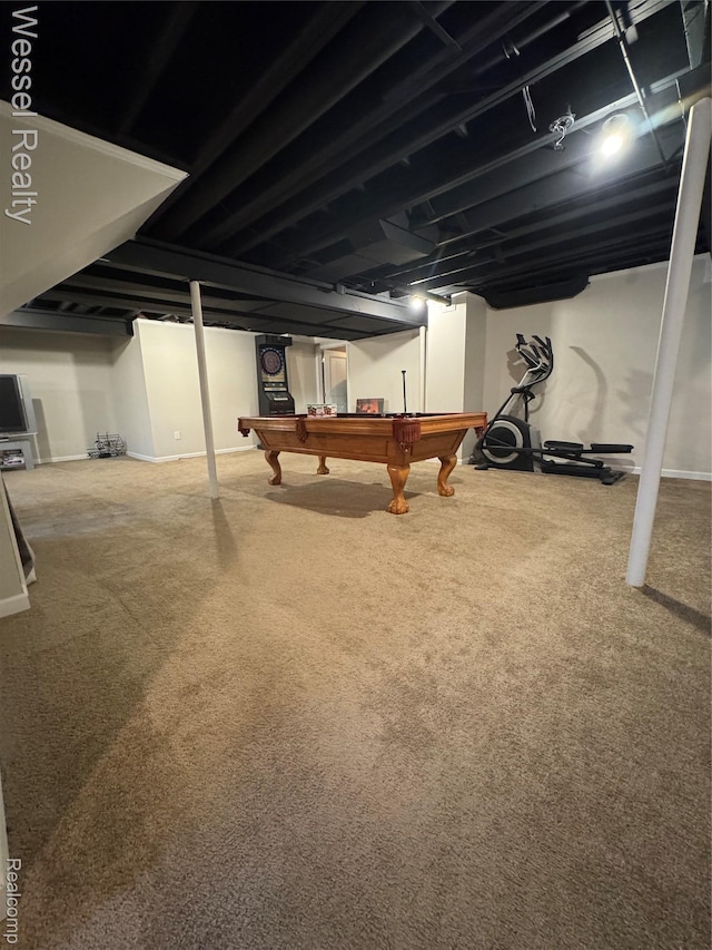 14232 Berryknoll Dr, Shelby Twp, MI 48315 - finished basement featuring billiards table and carpet flooring