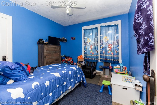 319 Marlborough St, Detroit, MI 48215 - bedroom featuring carpet floors, a textured ceiling, and ceiling fan