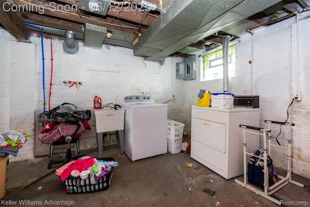 319 Marlborough St, Detroit, MI 48215 - below grade area featuring washer and dryer, electric panel, and a sink