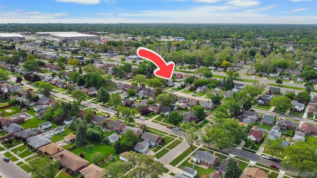 16752 Stricker Ave, Eastpointe, MI 48021 - aerial view of property and surrounding area with nearby suburban area