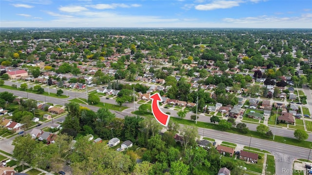 16752 Stricker Ave, Eastpointe, MI 48021 - aerial view of property and surrounding area with nearby suburban area