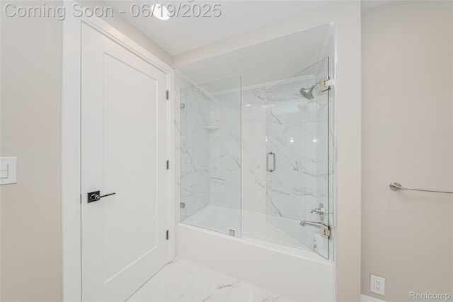 21993 Riverview Dr, Bloomfield Hills, MI 48025 - full bath featuring marble look tile flooring and combined bath / shower with glass door