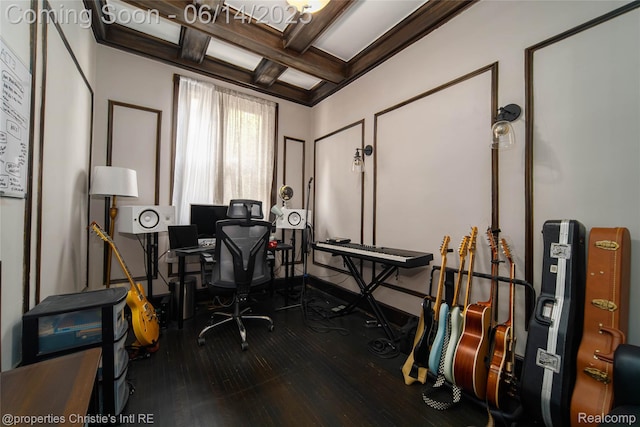 8604 La Salle Blvd, Detroit, MI 48206 - home office featuring coffered ceiling, wood finished floors, and beam ceiling