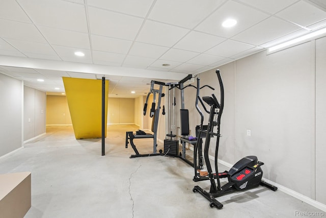3871 Elvera Ln, Warren, MI 48092 - exercise room featuring a drop ceiling and recessed lighting
