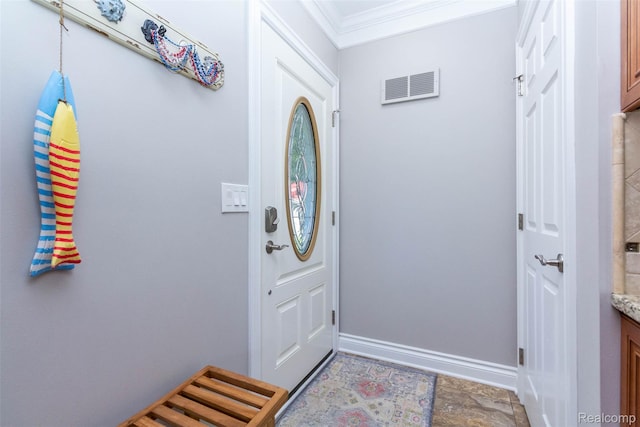 6081 Byram Lake Dr, Linden, MI 48451 - foyer featuring crown molding and baseboards