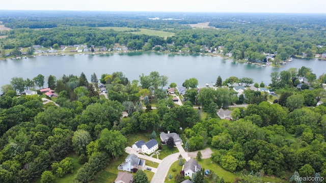 6081 Byram Lake Dr, Linden, MI 48451 - aerial view of property and surrounding area with a nearby body of water and a forest