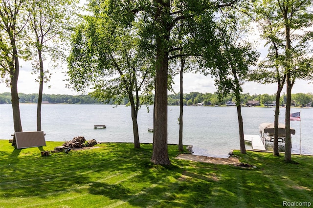 6081 Byram Lake Dr, Linden, MI 48451 - water view featuring a boat dock