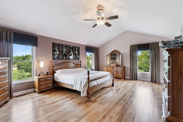 2056 Merlot Ct, Ann Arbor, MI 48108 - bedroom featuring vaulted ceiling, light wood-style flooring, and ceiling fan