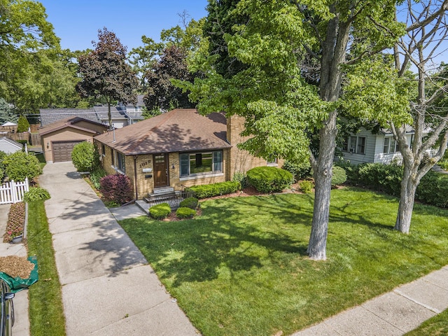 1018 Ruddiman Dr, North Muskegon, MI 49445 - view of front of property with driveway, a garage, a shingled roof, and brick siding
