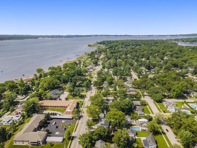 1018 Ruddiman Dr, North Muskegon, MI 49445 - aerial perspective of suburban area featuring a large body of water