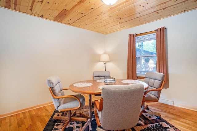 1018 Ruddiman Dr, North Muskegon, MI 49445 - dining room with baseboards, wood finished floors, and wood ceiling
