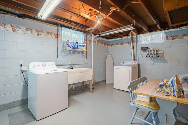 1018 Ruddiman Dr, North Muskegon, MI 49445 - basement featuring washer and clothes dryer and a sink