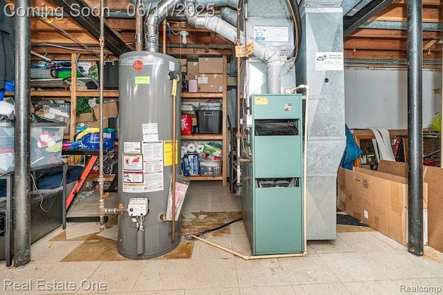 104 Manor Way Unit 1, Rochester Hills, MI 48309 - utility room featuring gas water heater and heating unit
