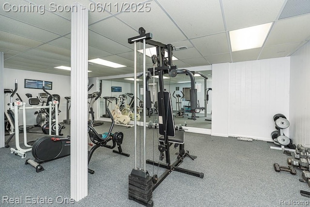 104 Manor Way Unit 1, Rochester Hills, MI 48309 - exercise room featuring a paneled ceiling