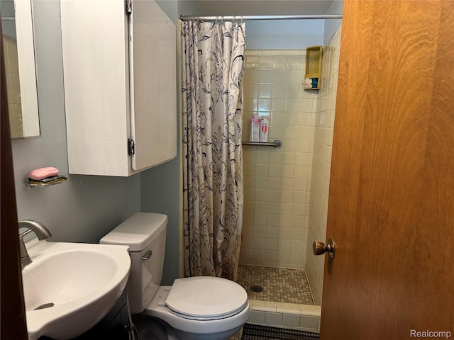 30347 Dell Ln, Warren, MI 48092 - bathroom with a sink, a stall shower, and toilet