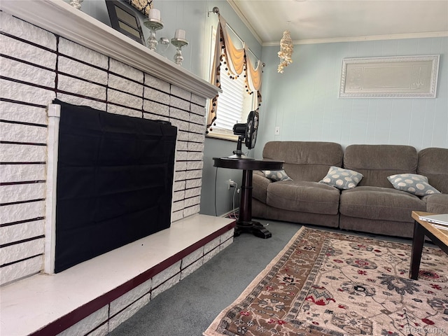 30347 Dell Ln, Warren, MI 48092 - living area featuring ornamental molding and carpet floors