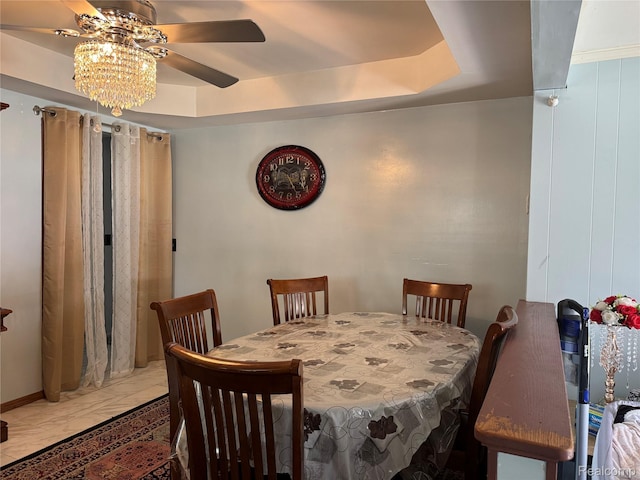 30347 Dell Ln, Warren, MI 48092 - dining room with ceiling fan and marble look tile flooring