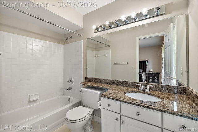 13815 Silent Woods Dr, Shelby Twp, MI 48315 - full bath featuring tub / shower combination, connected bathroom, toilet, vanity, and tile patterned flooring