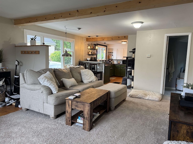 227 Mckinley Rd, Flushing, MI 48433 - living room with beam ceiling and carpet floors