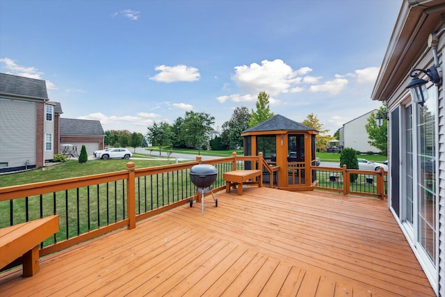 6819 Lakeway St, Ypsilanti, MI 48197 - wooden terrace featuring a gazebo and a yard