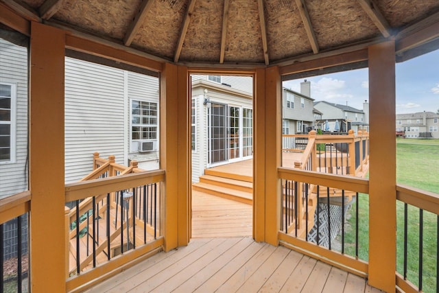 6819 Lakeway St, Ypsilanti, MI 48197 - wooden terrace featuring a gazebo, a residential view, cooling unit, and a yard