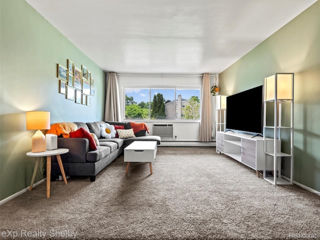 3100 Linwood Ave Unit 28, Royal Oak, MI 48073 - living area with carpet, a wall unit AC, and baseboard heating