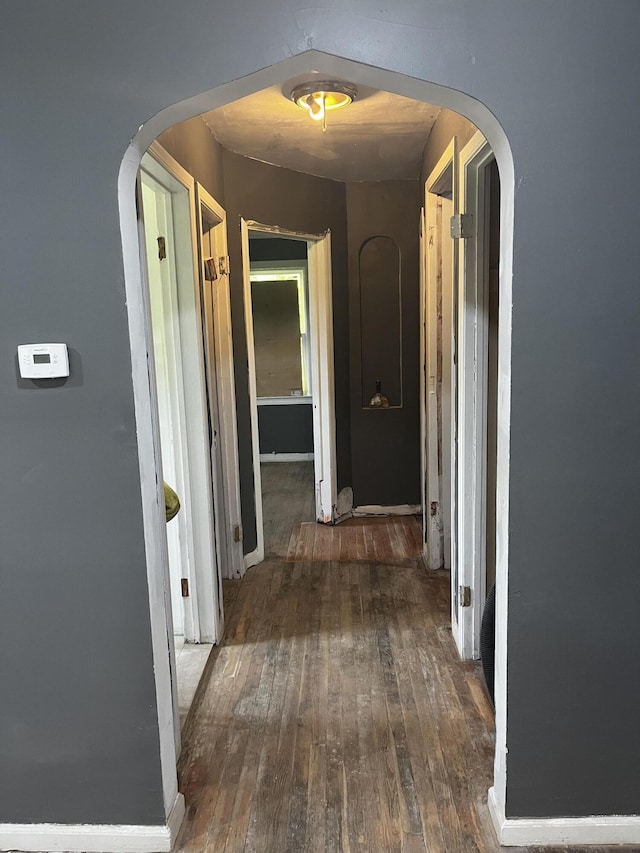 19188 Pelkey St, Detroit, MI 48205 - corridor with arched walkways and hardwood / wood-style floors