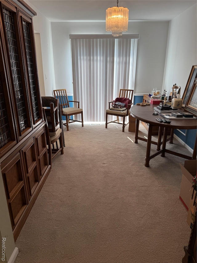 801 W Long Lake Rd, Bloomfield Hills, MI 48302 - dining area with a chandelier and carpet flooring