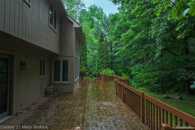 751 River Edge Ct, Flushing, MI 48433 - wooden terrace with a forest view